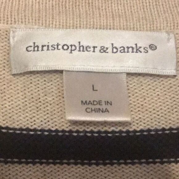 Christopher & Banks Cardigan Cream Blue L - Picture 5 of 9